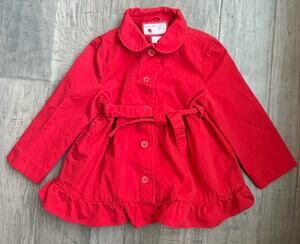 Janie and Jack Toddler Girl Red Peplum Jacket 2T 3T Cotton Lined Belted Coat